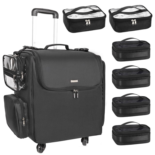 Estuche de maquillaje Relavel Rolling con 6 bolsas de maquillaje transparentes