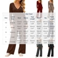 thumbnail image 4 of Women's 2 Piece Lounge Sets Solid Casual Wide Leg Pants Long Sleeve V Neck Top Workout Gym Clothing Comfy, 4 of 7