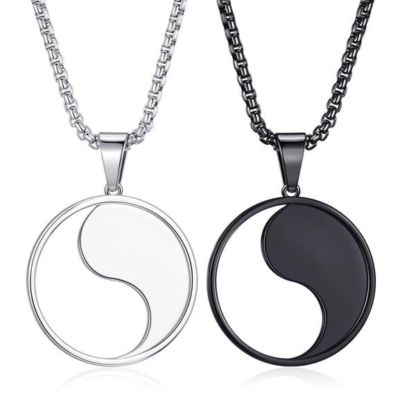 Collar MOO&LEE Colgante Yin Yang 24 cm Acero Inoxidable