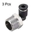 thumbnail image 3 of Accesorio de tubo de conexión Push to Connect Uxcell, codo macho de 4 mm de diámetro exterior del tubo x rosca NPT de 3/8, paquete de 3, 3 of 3