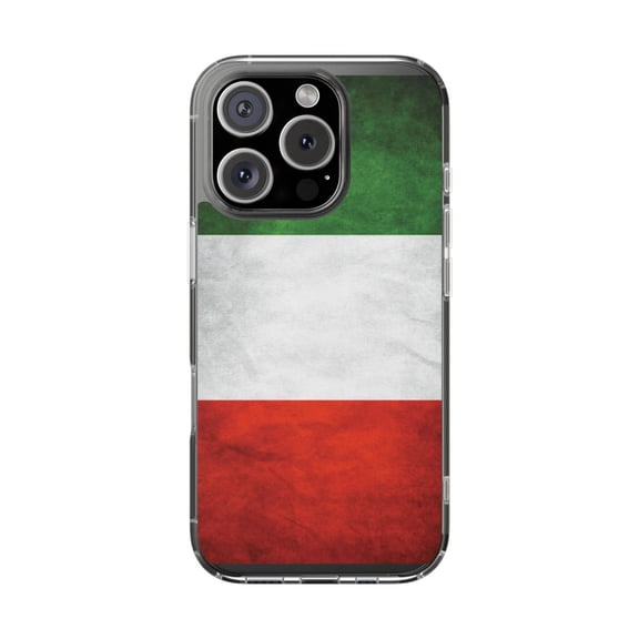 DistinctInk Clear Hybrid Case for Apple iPhone 16 Pro (6.3" Screen) - Show Your Love of Italy - Wireless Charging Compatible
