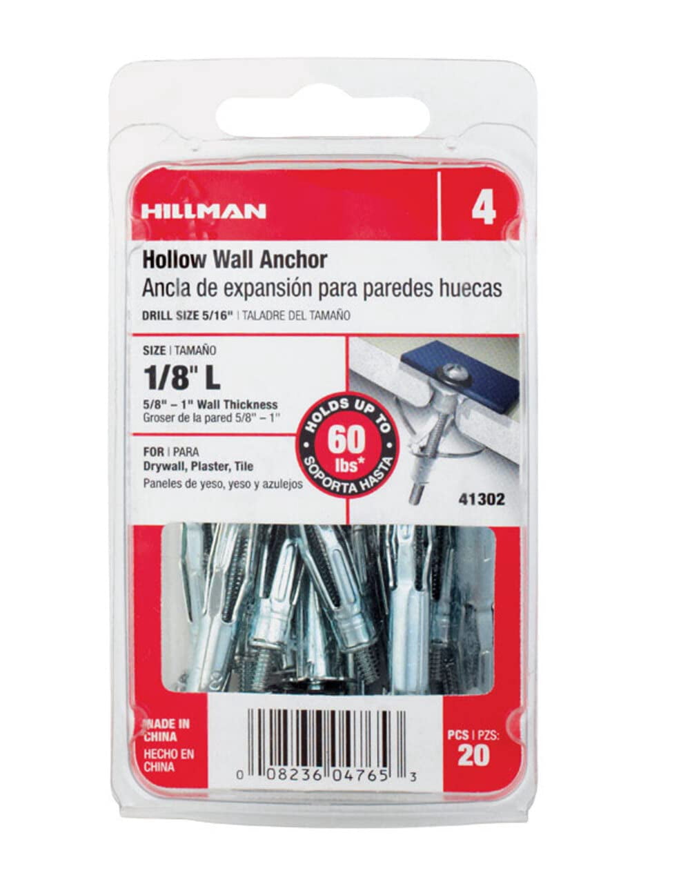 Hillman 1/8 in. Dia. x 1/8 Long in. L Metal Pan Head Hollow Wall Anchors 20 pk