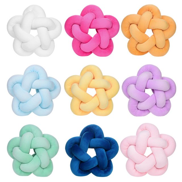 Knotted Cushion Kids Room Decorative Sofa Pillow Living Room Round Knot Ball Floor Cushion 32x32cm heqiyong toy