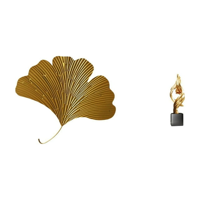 Estatua decorativa de hierro forjado con forma de hojas de ginkgo, arte abstracto, escultura decorativa para sala de estar, oficina, hotel, comedor, r