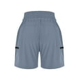thumbnail image 5 of Bloomae Women's Hiking Cargo Shorts with Zipper Pockets Drawstring Elastic Soft High Waisted Quick Dry 7 Inch Long Shorts for Women Golf Athletic Blue L, 5 of 8