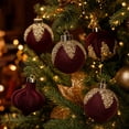 thumbnail image 3 of 2026 Christmas Indoor Home Decor Red Flocked Christmas Balls Ornaments 9Pcs Christmas Tree Decorations Balls With Gold Glitter Shatterproof Xmas Hanging Baubles For Holiday Wedding Party, 3 of 5