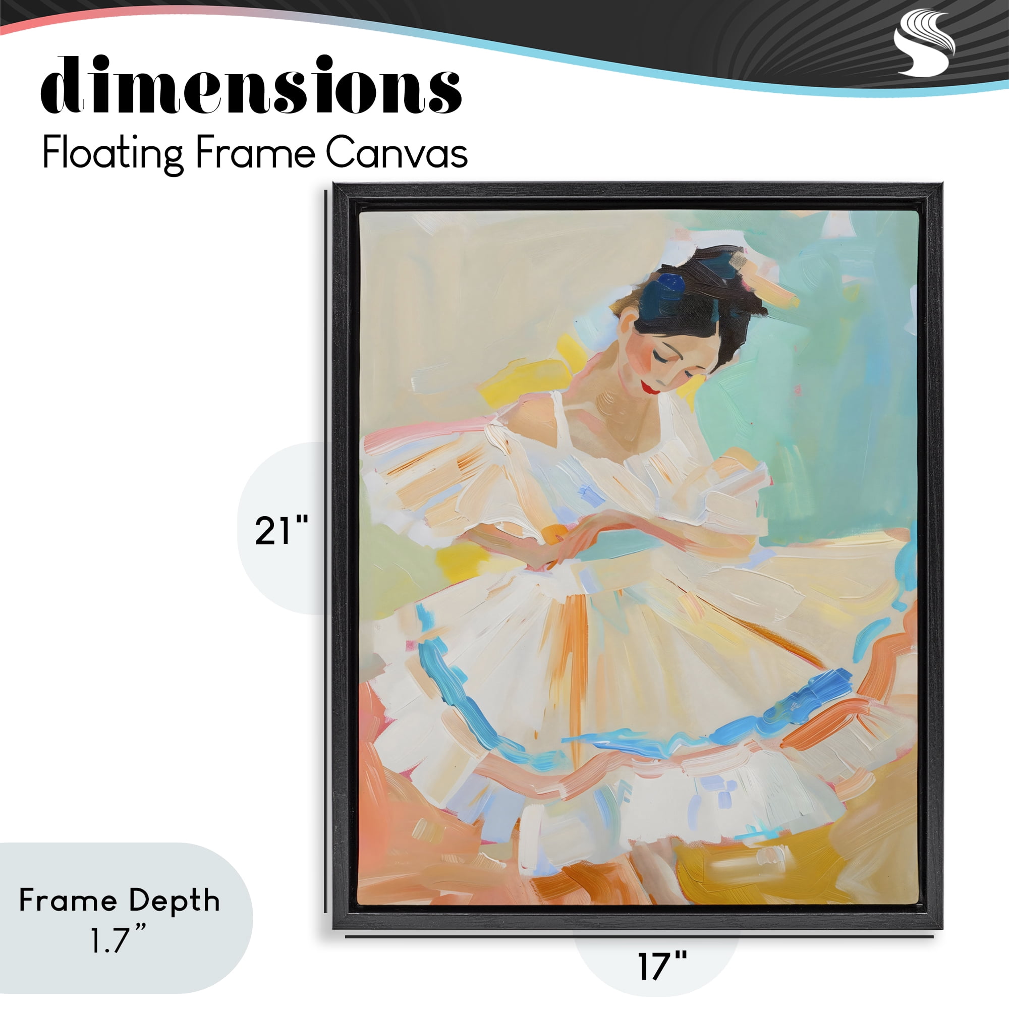 Stupell Industries Dancer with Flowing Dress Black Framed Floater Canvas Wall Art, design by The Prints Vibe