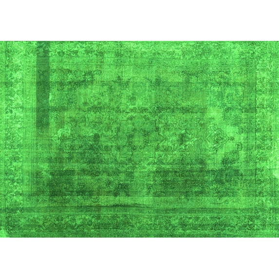 Ahgly Company Indoor Rectangle Abstract Green Contemporary Area Rugs, 5' x 7'