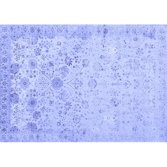 Ahgly Company Indoor Rectangle Abstract Blue Contemporary Area Rugs, 2' x 3'