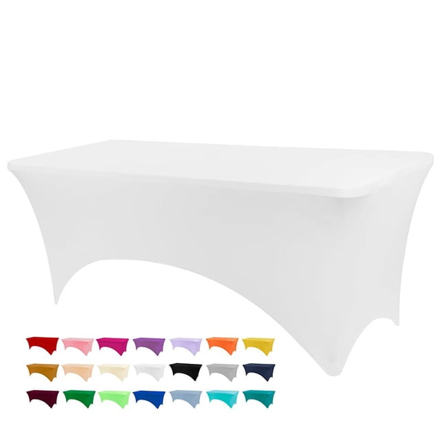 Mantel BDDC para mesas de 6 pies, blanco, lavable, resistente a las arrugas