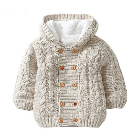 Povozer Infant Baby Boys Cardigan Sweater Toddler Knit Button Knitted Pullover(Khaki,2-3Y)