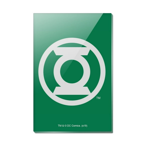 Green Lantern White Logo Rectangle Acrylic Fridge Refrigerator Magnet