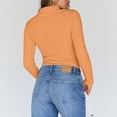 thumbnail image 6 of Women's Ribbed Turtleneck Sweater Slim Fit Long Sleeve, Fall Fashion Basic Casual Pullover Top Orange 2XL, 6 of 7