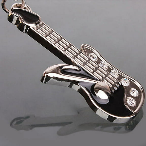 JANGSLNG Fashion Mini Guitar Pendant Rhinestone Key Ring Chain Keyring Keychain Gift