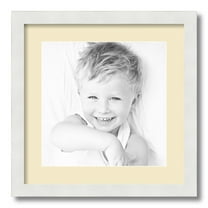 ArtToFrames 16x16 Matted Picture Frame with 12x12 Single Mat Photo Opening Framed in 1.25 Satin White Frame and 2 Cream Mat (FWM-3966-16x16)