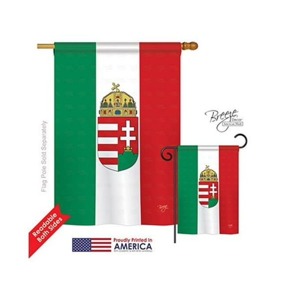 Breeze Decor 08123 Hungary 2-Sided Vertical Impression House Flag - 28 x 40 in.