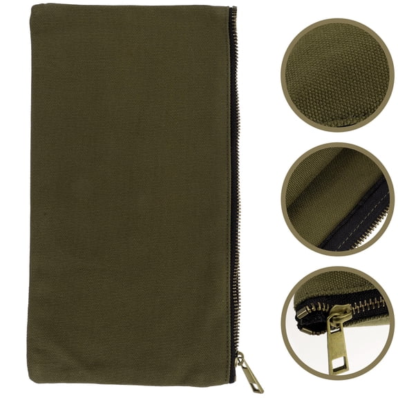 PBPBOX Olive Green Waxed Canvas Pouch Durable Small Tool Bag with Zipper for Electrician Storage