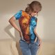 thumbnail image 3 of Fotbe Red And Blue Fire Lion Body de Mujer con Cuello Redondo y Mangas Cortas, Sin Mangas Ajustado, Suave, Cómodo y Básico-Medium, 3 of 7