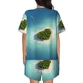 thumbnail image 6 of Fuzoiu Paradise Island Print Women's Short-Sleeved Pajama Set,Lounge Sleepwear Set,Womens Pajama Sets 2 Piece,Button-Up Top and Shorts with Pockets-4X-Large, 6 of 7