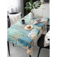 thumbnail image 2 of Teal Coastal Rectangle Tablecloth, Summer Beach Starfish Shell Coral Nautical Waterproof & StainResistant Tablecloth, Washable Oil-proof Table Cover for Dining/Party/Wedding/Camping/Buffet 60x120 In, 2 of 9