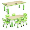 thumbnail image 2 of Juego de Mesa y Sillas para Niños de 7 Piezas, Mesa de Arte Infantil de Plástico con Escritorio de Graffiti y 6 Asientos, Mesa y Sillas Ajustables en Altura para Niños de 3 a 10 Años, 2 of 9