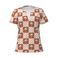thumbnail image 2 of Uemuo Brown Palms Drawing Women's Deep V-Neck Low Cut Tops - Casual Loose Fit with Stainless Steel Loop, Soft, Breathable, Perfect for Office, Travel, and Daily Wear-Small, 2 of 5