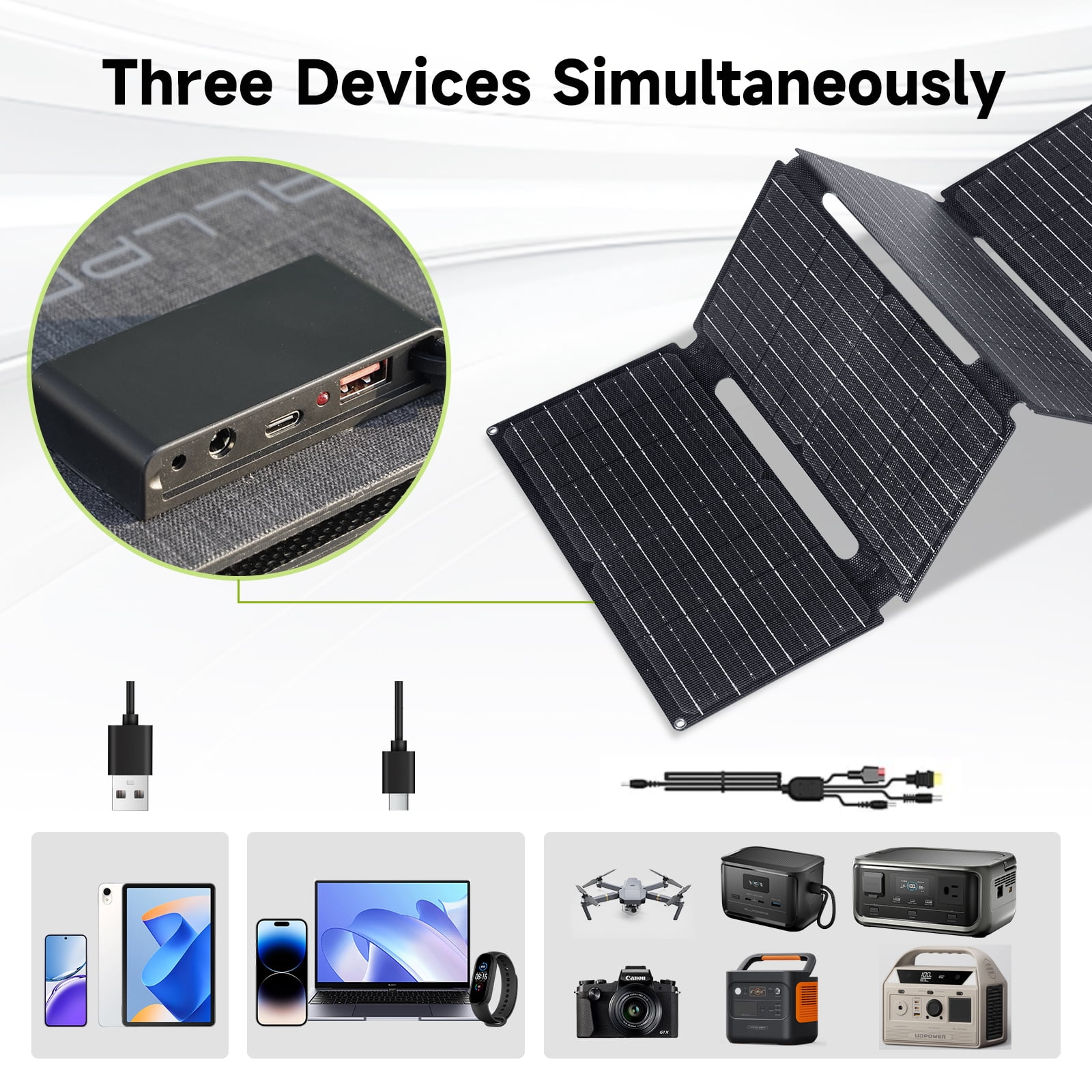 ALLPOWERS SE60 60W Portable Solar Panel for Power Station, Foldable Solar Charger, IP68 Waterproof for Camping, RV, Off-Grid & Emergency Power