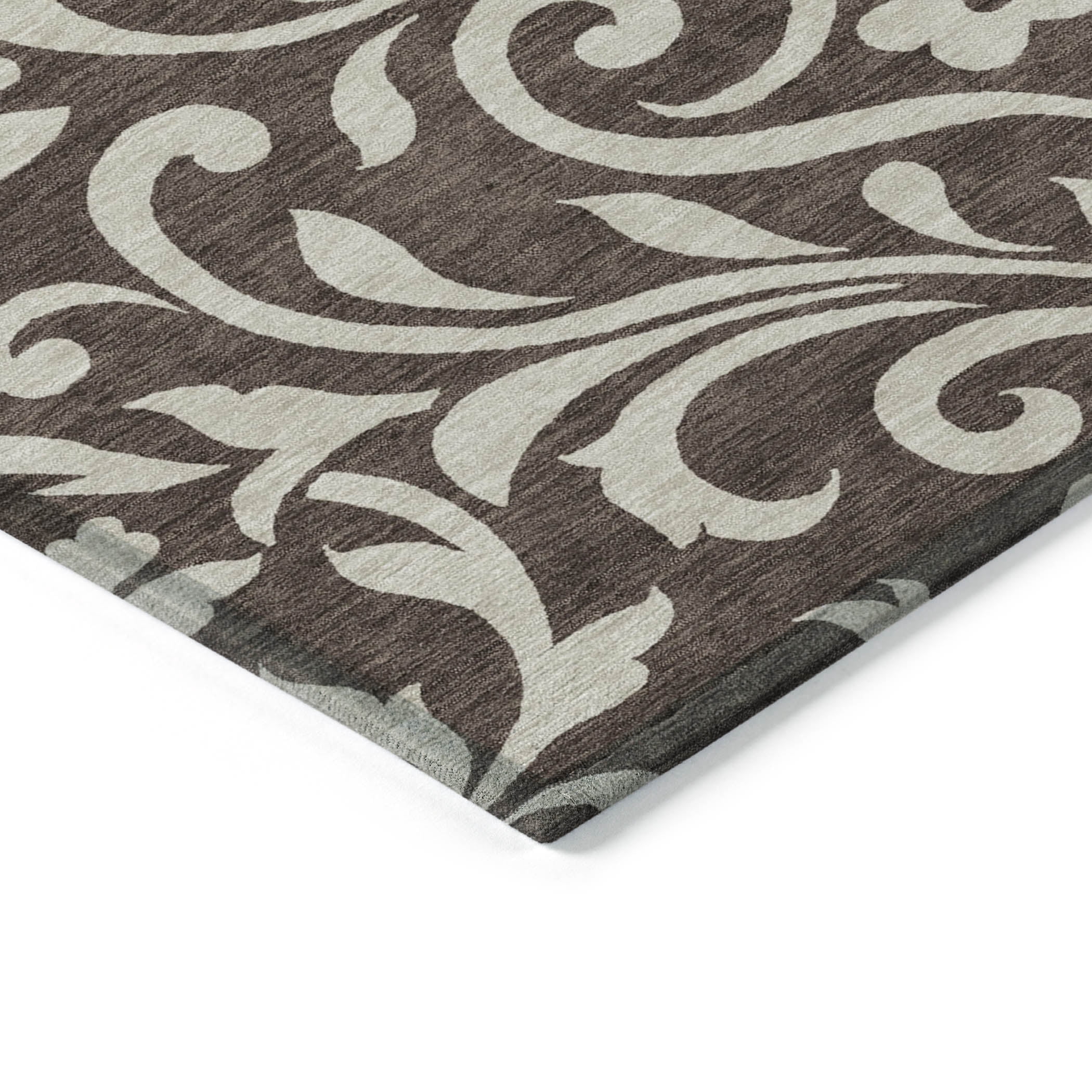 Addison Rugs Chantille Indoor/Outdoor Transitional Floral Chocolate Washable Rectangle Rug, 10' x 14'