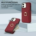 thumbnail image 3 of Feishell for iPhone 11 Wallet Case with Card Holder, 360°Rotation Ring Holder Kickstand, Premium PU Leather RFID Blocking Card Pocket Protective Cover For iPhone 11, Red, 3 of 9