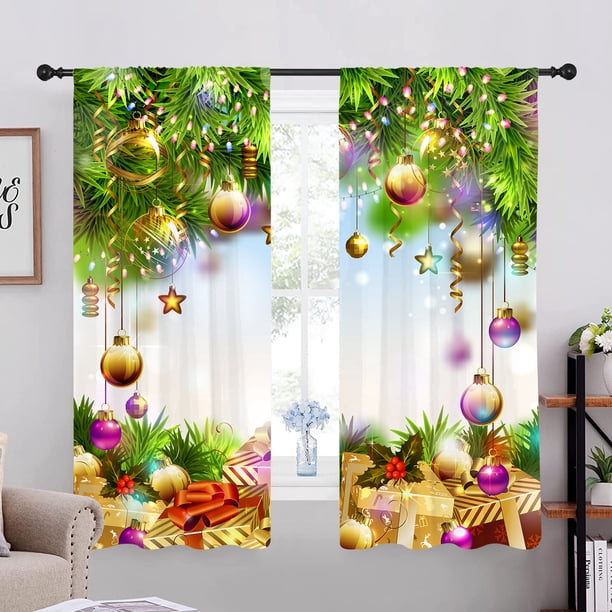 Cortinas navideñas para ventana, decoración para el hogar, dormitorio, cocina, sala de estar, adornos navideños, regalos de Navidad, Año Nuevo 2024