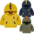 thumbnail image 2 of XBASW Toddler Baby Boys Dinosaur Sweatshirt Jacket Long Sleeve Zip Coat Spring Fall Boys Hooded Jacket for Kids 1-8Y, 2 of 8