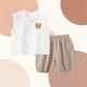 thumbnail image 5 of Conjunto de Pantalones Cortos de Verano para Niños Bordado Oso sin Mangas con Color Bloque Fondo Suave, 5 of 5