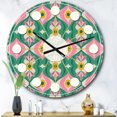 thumbnail image 2 of Designart 'Retro Pattern With Flowers And Leaves Mid-Century Modern Wall Clock, 2 of 4