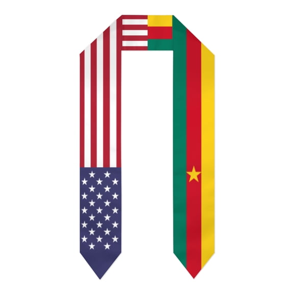 Cameroon & USA United States Flag Shawl Sash Stole Graduation Shawls Wraps Scraf For International Study