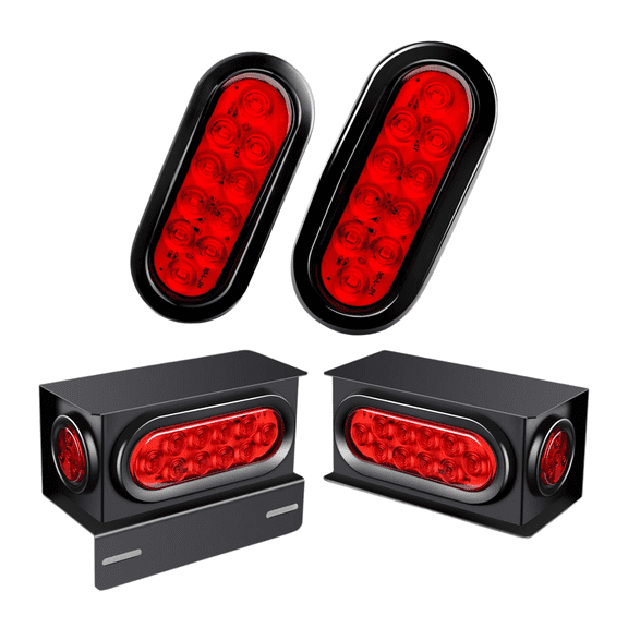 Nilight Oval LED Trailer Tail Lights with Mounting Boxes Kit, Red Stop Turn Brake Lights for Trucks, Trailers, Semi Trucks, RV and Utility Vehicles