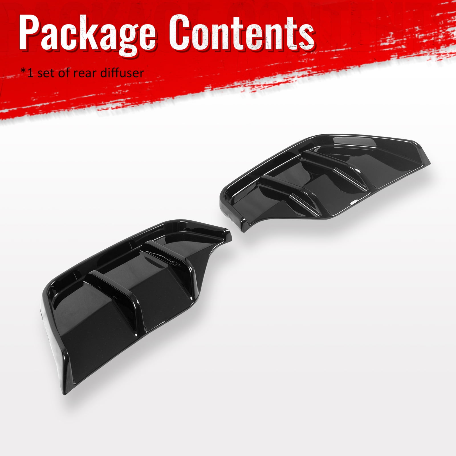 Ikon Motorsports Rear Aprons, Compatible with 2025-2026 Tesla Model Y Juniper,  IKON Style PP Polypropylene PP Gloss Black Rear Bumper Lip Lower Side Spat Valance Winglet Canard Protector 2PC