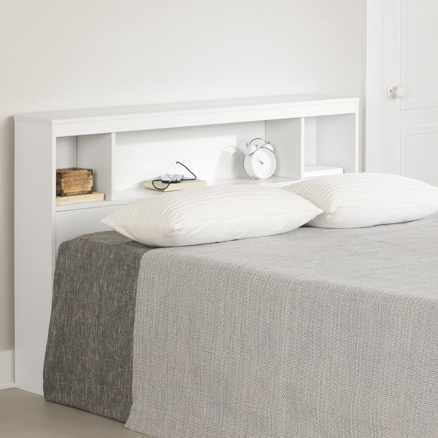 South Shore Fusion Full Bookcase Headboard, in Pure White
