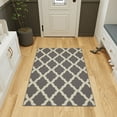 thumbnail image 3 of Ottomanson Trellis Area Rug 3'3" x 5' - Non Slip Low Pile Carpet, Gray, 3 of 11