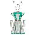thumbnail image 1 of TTAO Tenue Alien pour Filles, Robe en Tulle Espace avec Manches et Cerceau, Ensemble de Fête, Vert Argent 10, 1 of 7