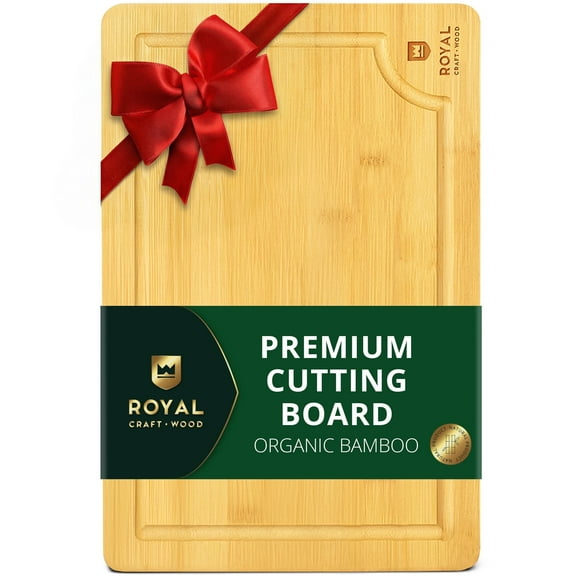 Royal Craft Wood Extra Large Bamboo Cutting Board – Wooden Butcher Block Chopping Board with Side Handles, Cutting Board for Kitchen Meal Prep (XL, 18" x 12")