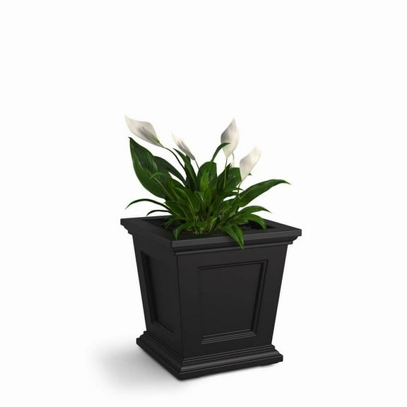 Fairfield 16 in. Square Self-Watering Black Polyethylene Planter
