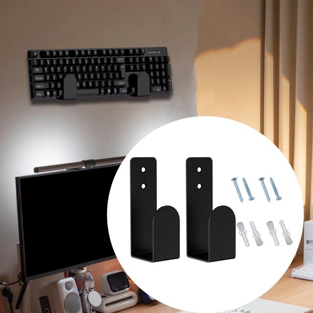 Colgador de pared para teclado de ordenador, soporte para teclado, ganchos para estante, teclado negro Recto12x6.5x4.7cm