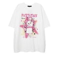 thumbnail image 3 of Camiseta Y2k Harajuku para mujer, camiseta de manga corta con estampado de gato rosa para mujer, camiseta holgada de dibujos animados Ins, ropa bonita 2023, 3 of 5