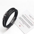 thumbnail image 2 of Pulsera tejida multicapa de acero para hombre, pulsera de cuero de moda de acero de titanio, juego de regalo con letras, 2 of 6