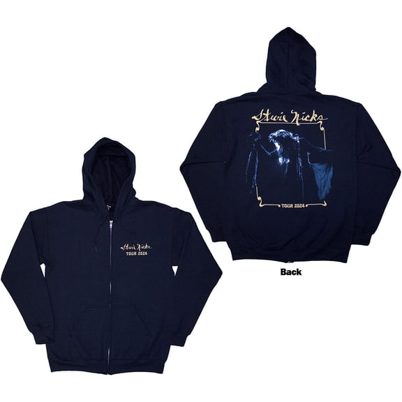 Stevie Nicks Unisex Zipped Hoodie Sweatshirt Tour '24 Live Photo (Navy Blue) (Back Print & Ex-Tour)
