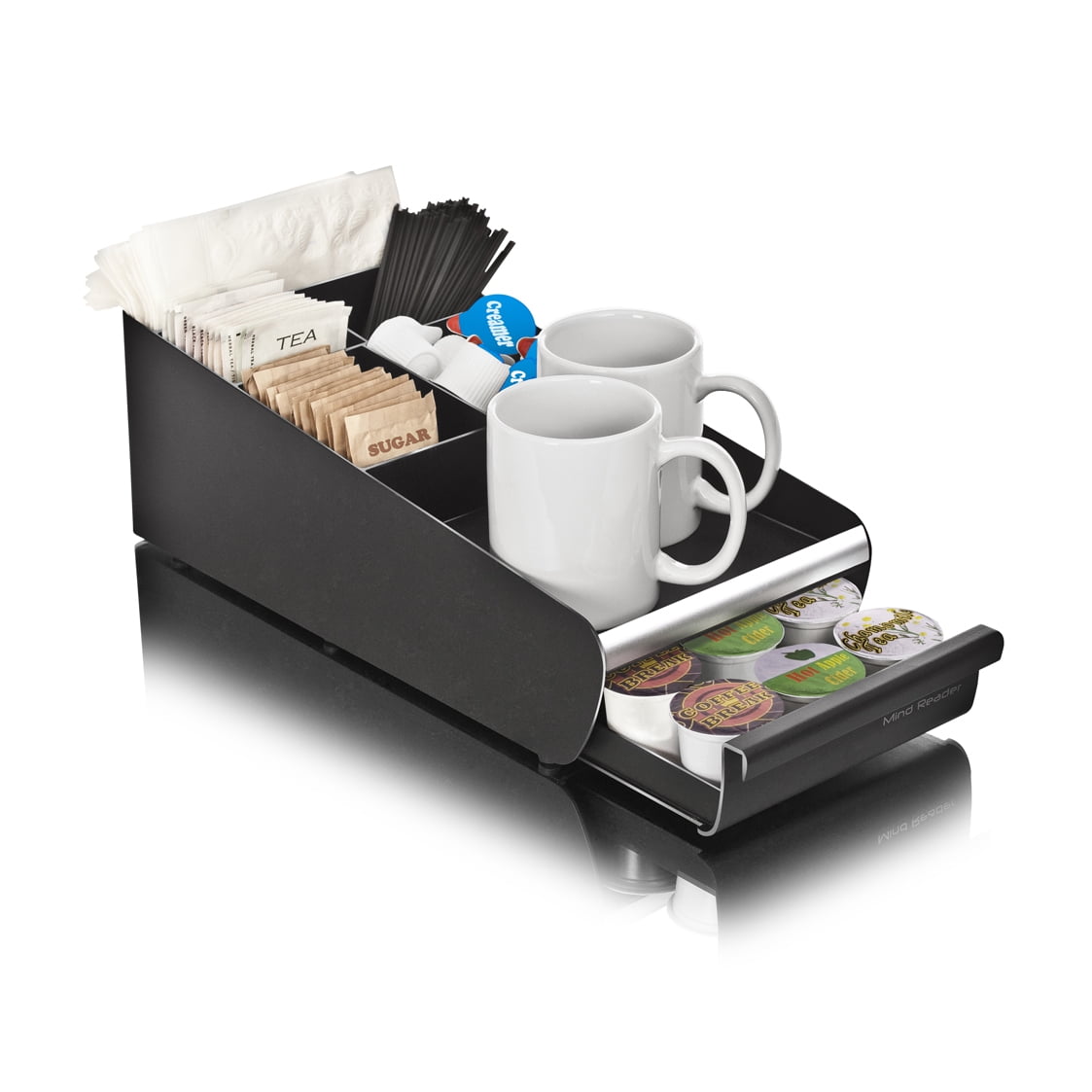 White 12-14 Coffee Pod Capacity Single Serve Beverage Storage Drawer One Size Mind Reader Holder 