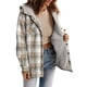 thumbnail image 1 of Chaqueta de Cuadros para Mujer, Larga, Botones, Capucha de Forro , Abrigo Cálido Gris-Amarillo S, 1 of 7