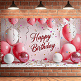 thumbnail image 7 of Pink Themed Happy Birthday Banner Backdrop Background Party Decors for Birthday Party Celebrations Photography Props Photo Booth Decorations, 7 of 7