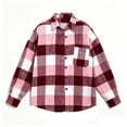 thumbnail image 2 of gbyLJF Women's Plaid Flannel Shirt Jackets Plaid Button Down Long Sleeve Cardigan Loose Fit Fall Collared Shirts, 2 of 7