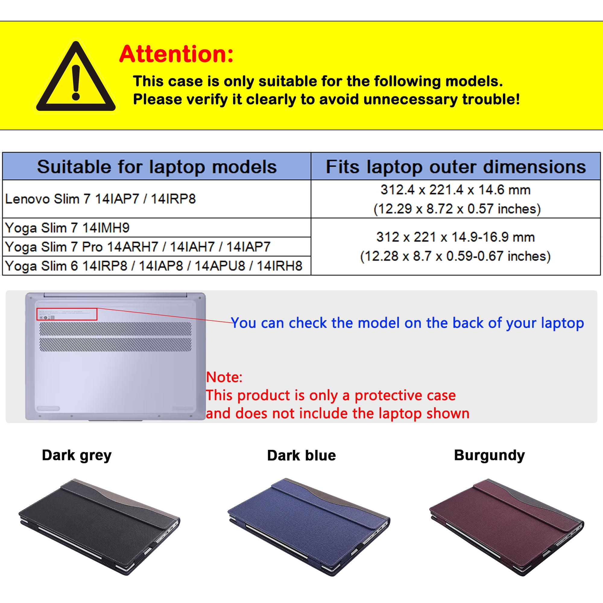 Laptop Case Cover for 14 inch Lenovo Slim 7 14IAP7 14IRP8 &Yoga Slim 7 14IMH9&Yoga Slim 7 Pro 14ARH7 14IAH7 14IAP7&Yoga Slim 6 14IRP8 14IAP8 14APU8 14IRH8 Sleeve,PU Leather Notebook PC Bag